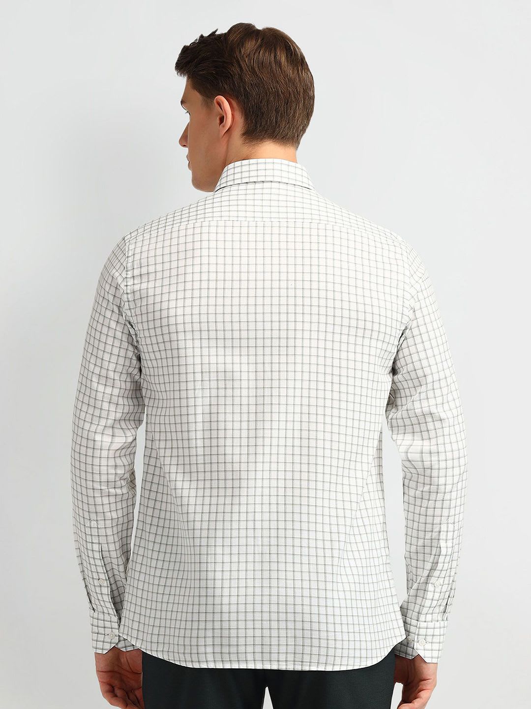 Arrow Men Cutaway Collar Gingham Checked Cotton Slim Fit Formal Shirt - left view