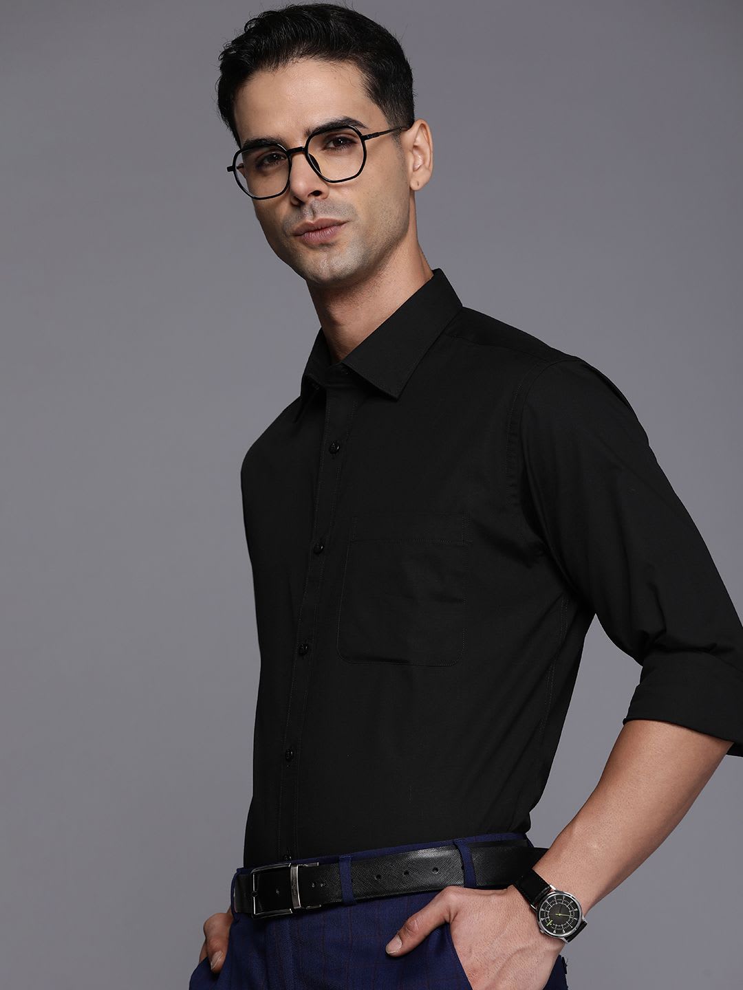 Raymond Pure Cotton Slim Fit Cutaway Collar Full Sleeves Formal Shirt - default view