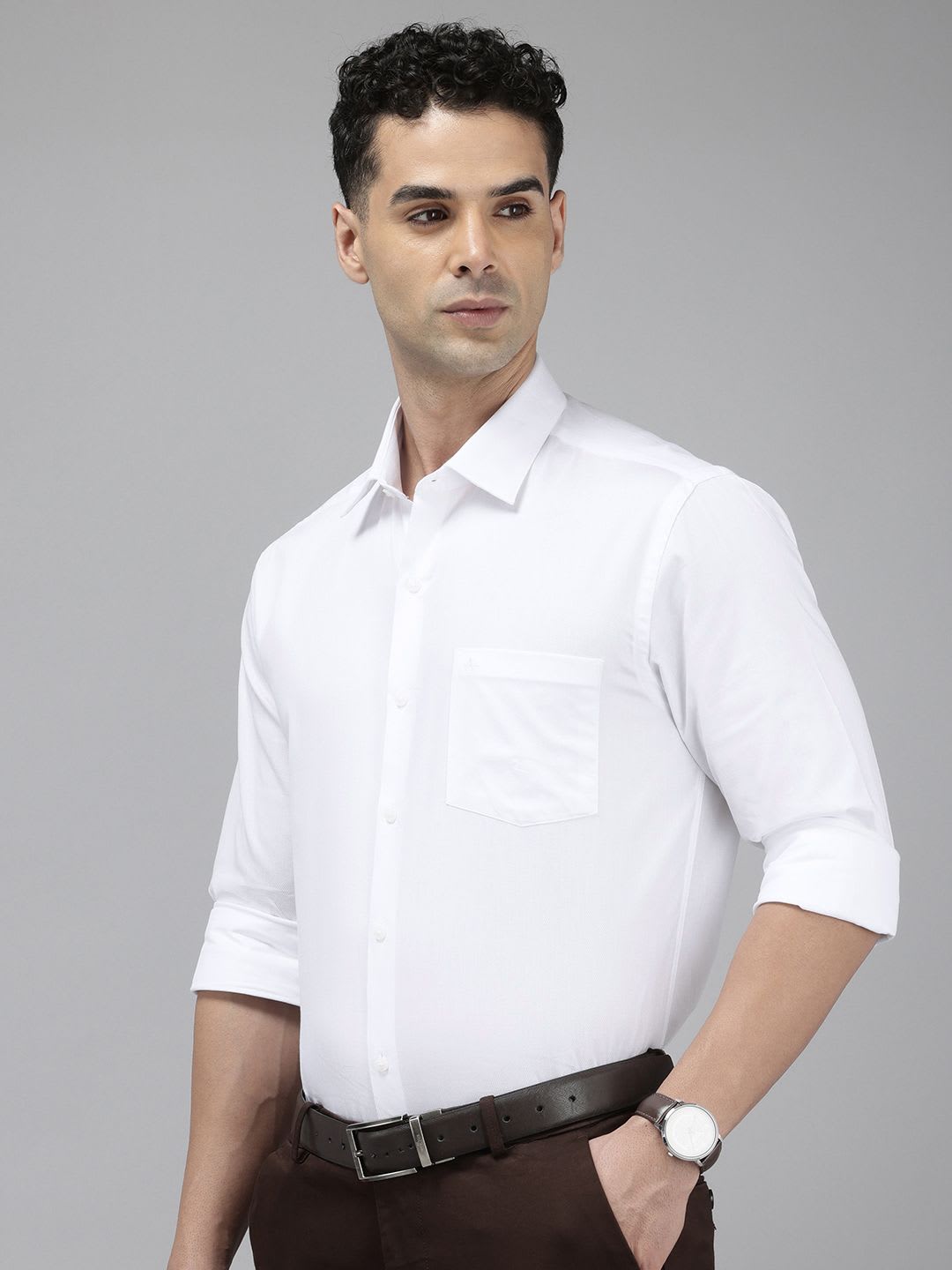 Arrow Manhattan Slim Fit Opaque Pure Cotton Formal Shirt - right view