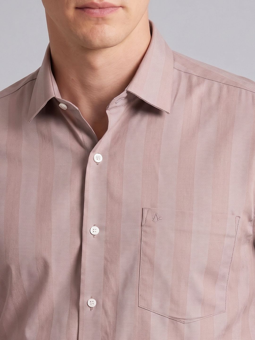 Arrow Striped Pure Cotton Formal Shirt - left view