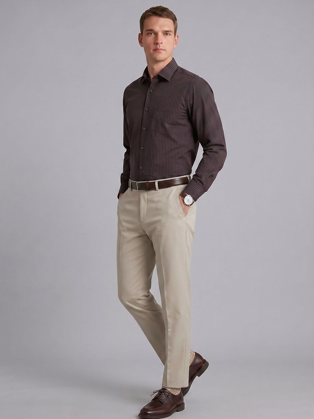 Arrow Striped Pure Cotton Formal Shirt - back view