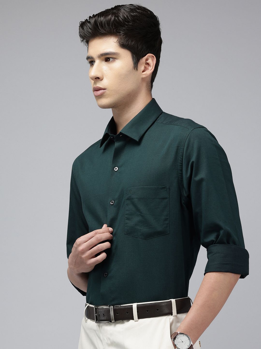 Arrow Pure Cotton Manhattan Slim Fit Opaque Formal Shirt - right view