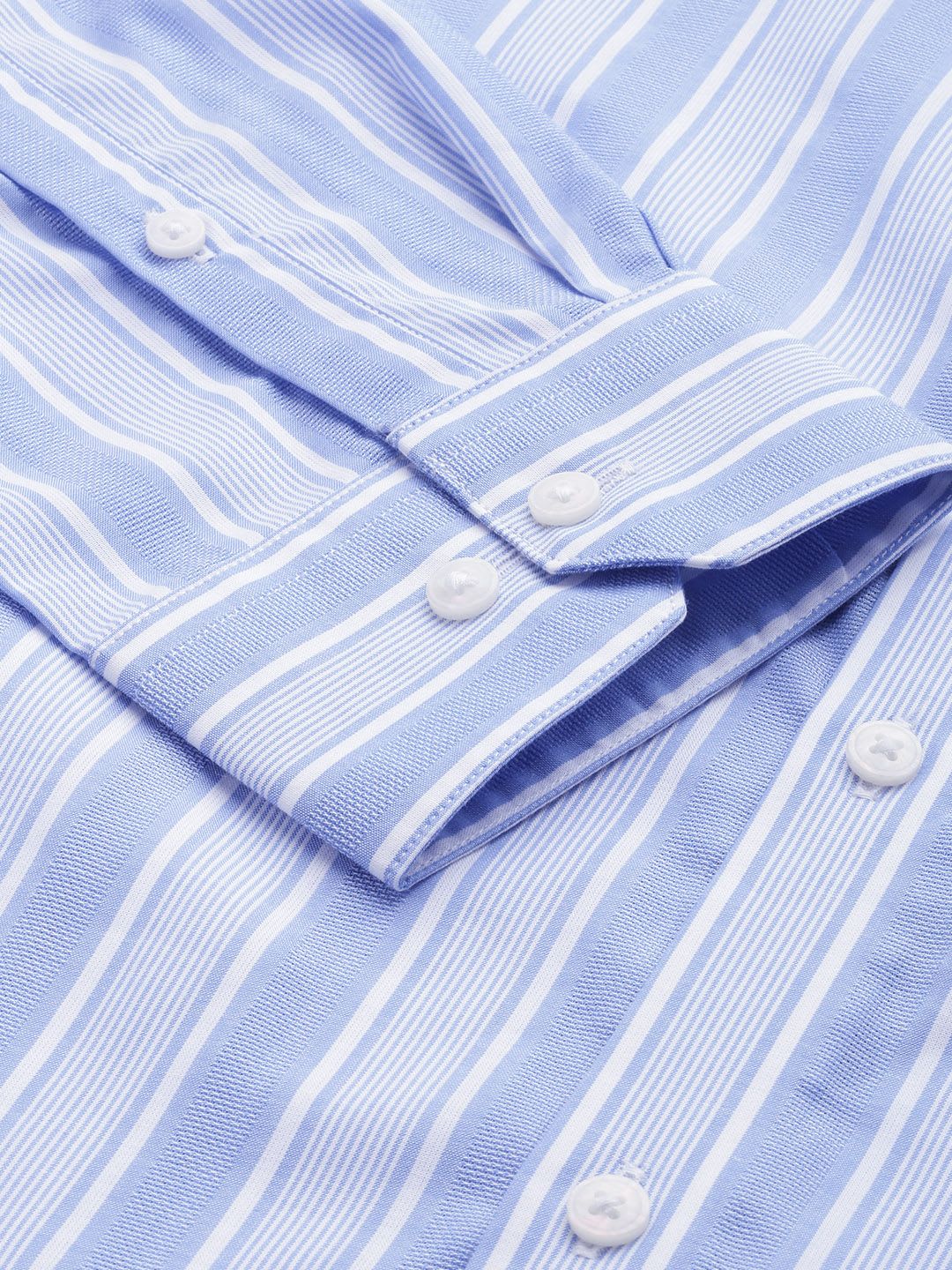 Arrow Manhattan Slim Fit Striped Cutaway Collar Pure Cotton Formal Shirt - back view