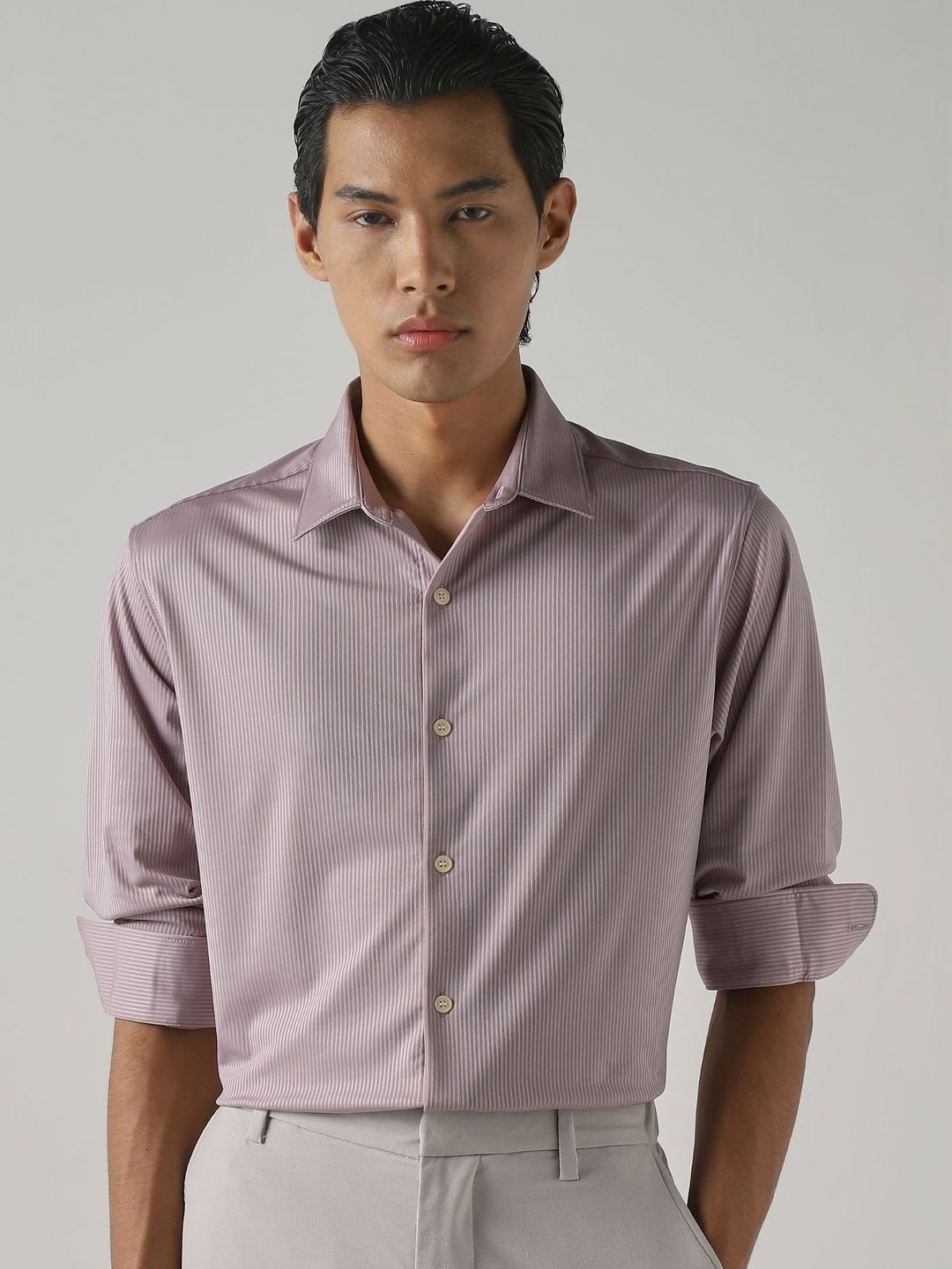 Mufti Men Slim Fit Striped Formal Shirt - default view