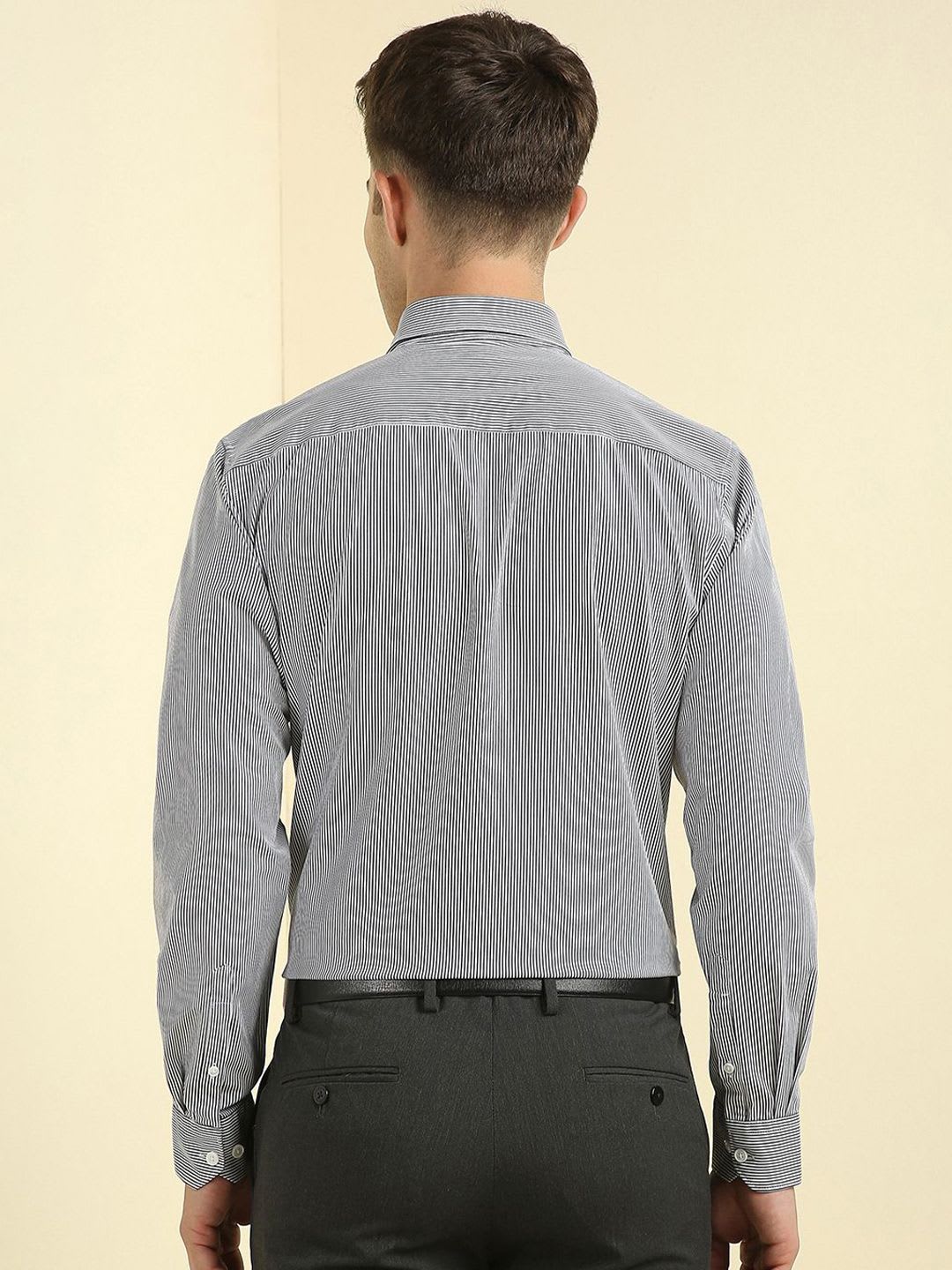 Allen Solly Men Slim Fit Micro Checks Striped Formal Shirt - right view