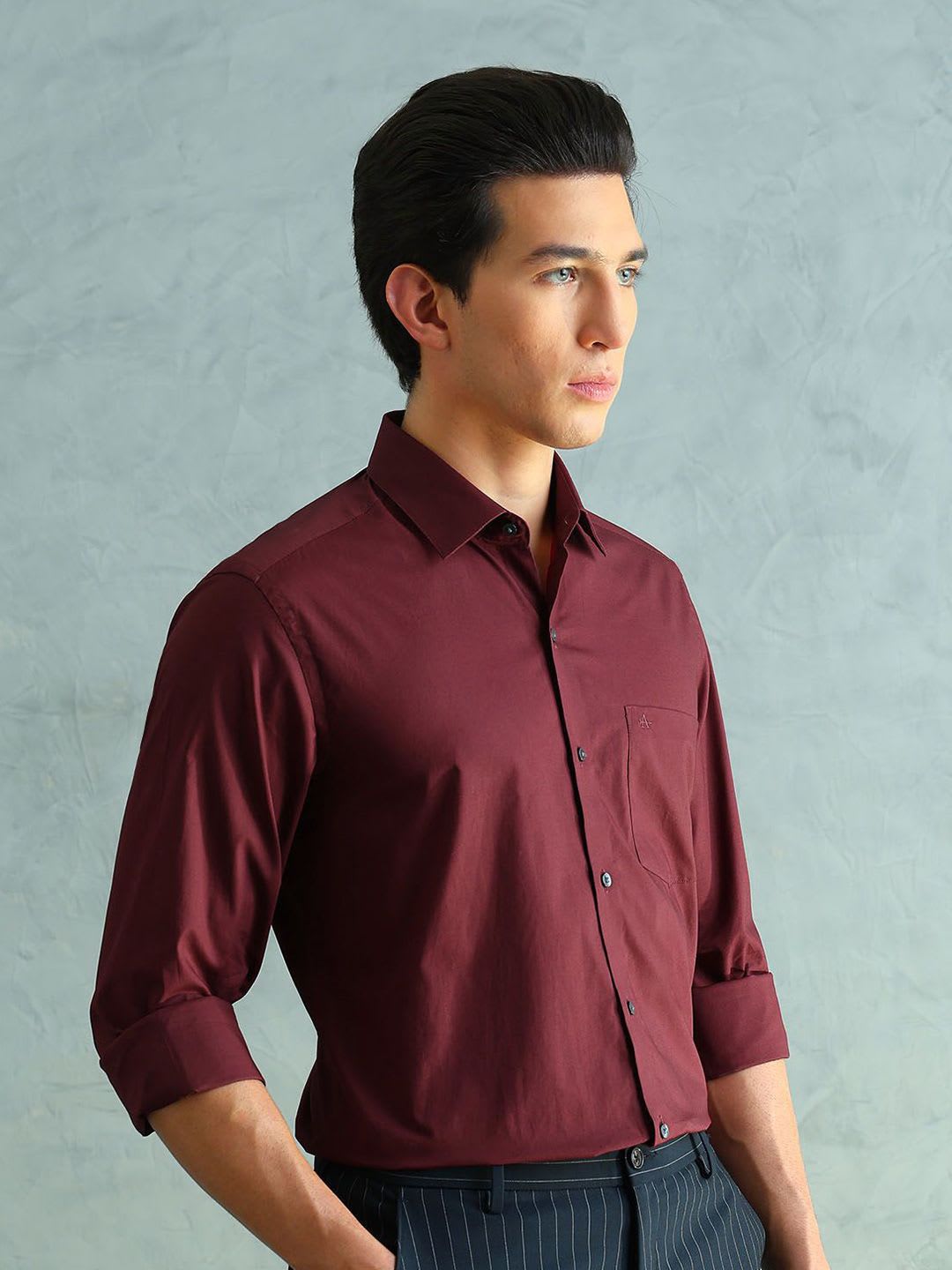 Arrow Smart Slim Fit Spread Collar Cotton Formal Shirt - back view