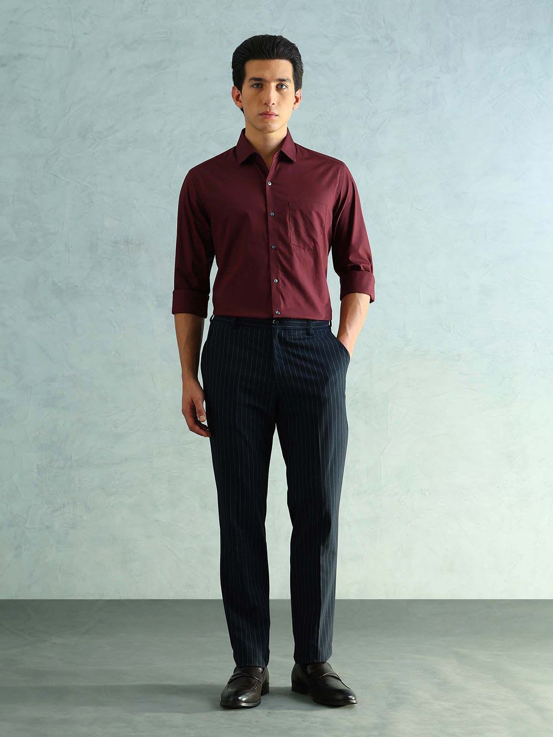 Arrow Smart Slim Fit Spread Collar Cotton Formal Shirt - left view