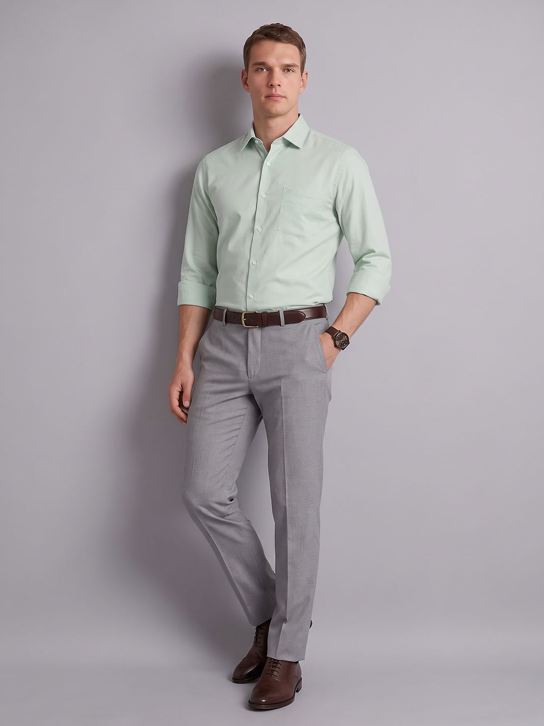 Arrow Manhattan Slim Fit Pure Cotton Formal Shirt - back view
