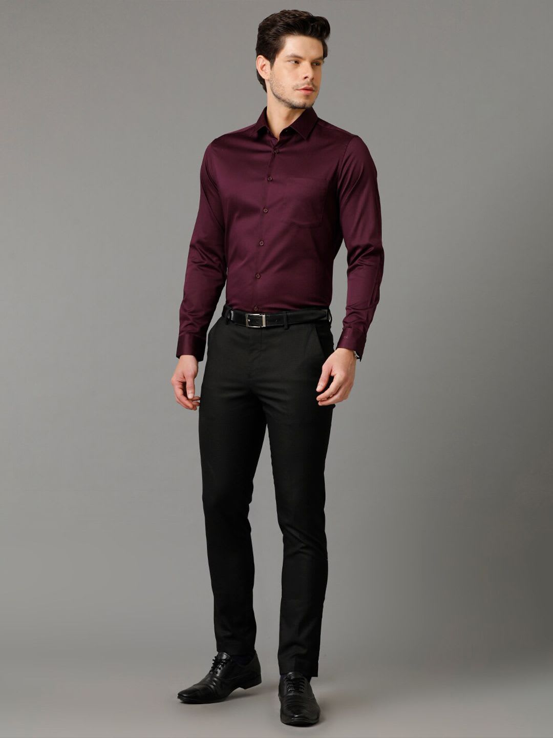 Aldeno Spread Collar Indian Slim Slim Fit Satin Formal Shirt - left view