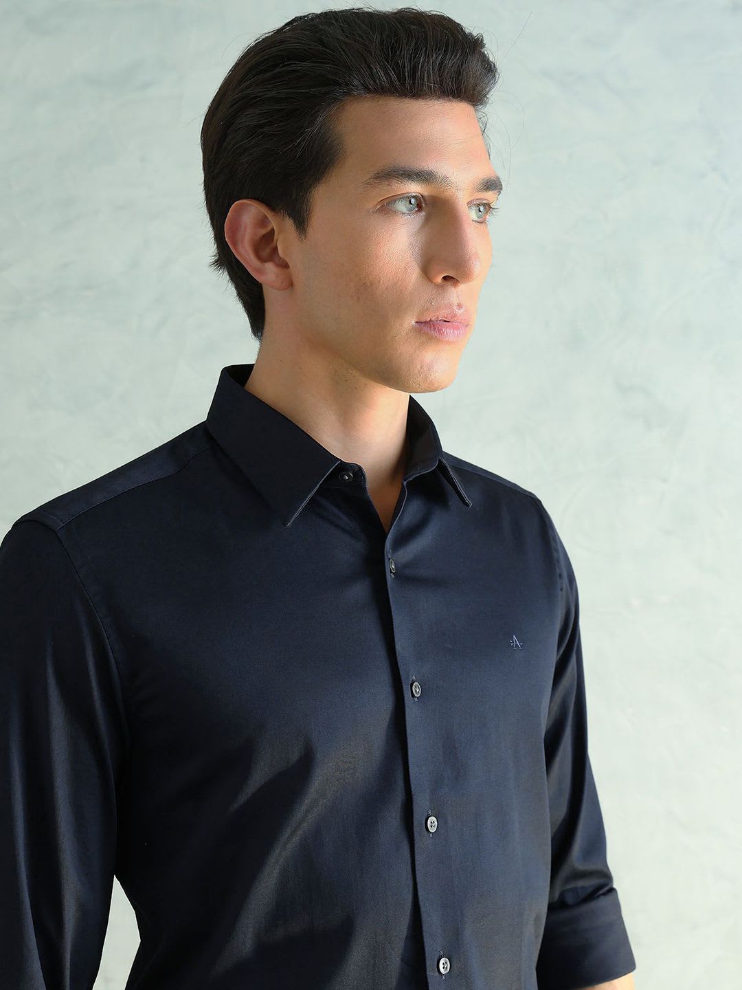 Arrow New York Arrow Newyork Men Slim Fit Smart Satin Shirt - back view