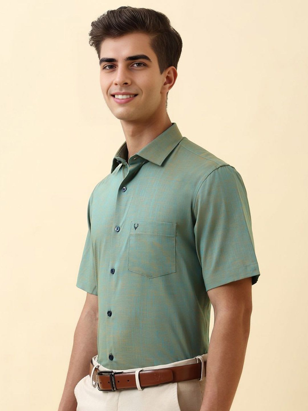 Allen Solly Men Solid Spread Collar Pure Cotton Formal Shirt - back view