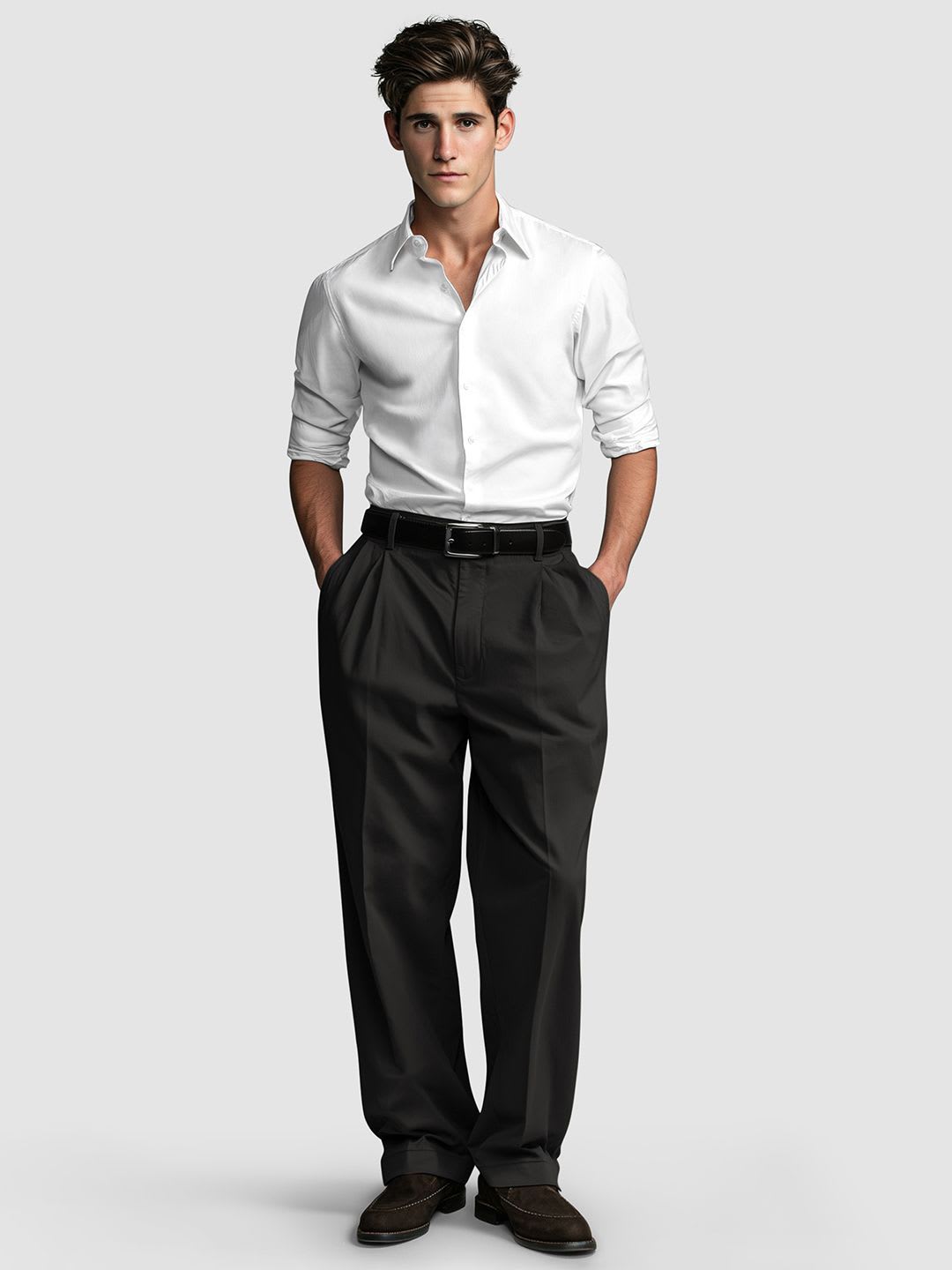 Beyoung Spread Collar Opaque Cotton Formal Shirt - left view