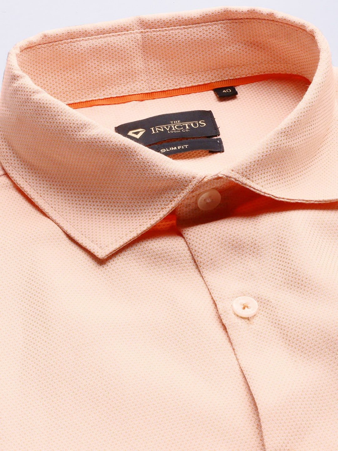 INVICTUS Men Easy Care Orange  Solid Pure Cotton Sustainable Formal Shirt - back view