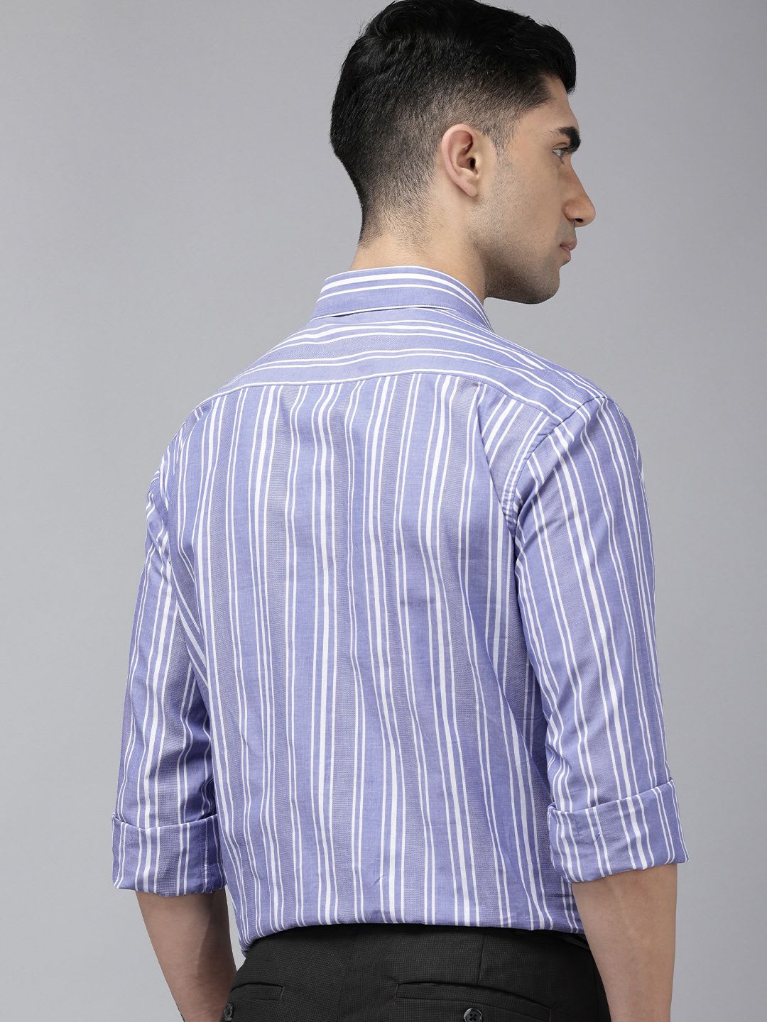 Arrow Pure Cotton Manhattan Slim Fit Opaque Striped Formal Shirt - left view