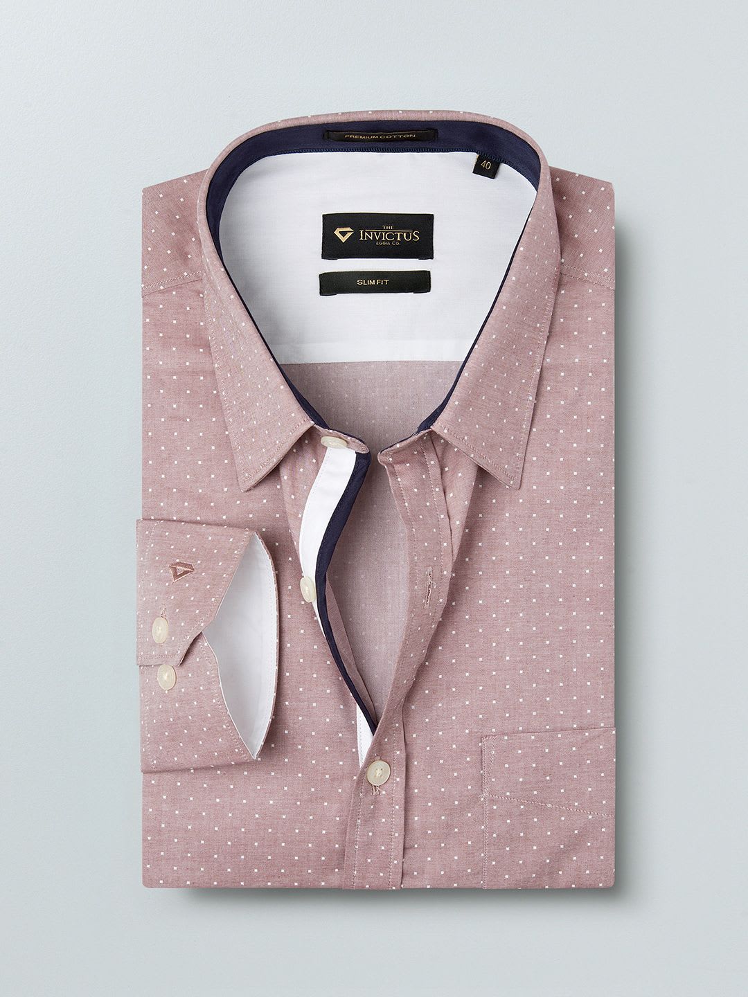 INVICTUS Mauve Printed Slim Fit Sustainable Formal Shirt - default view