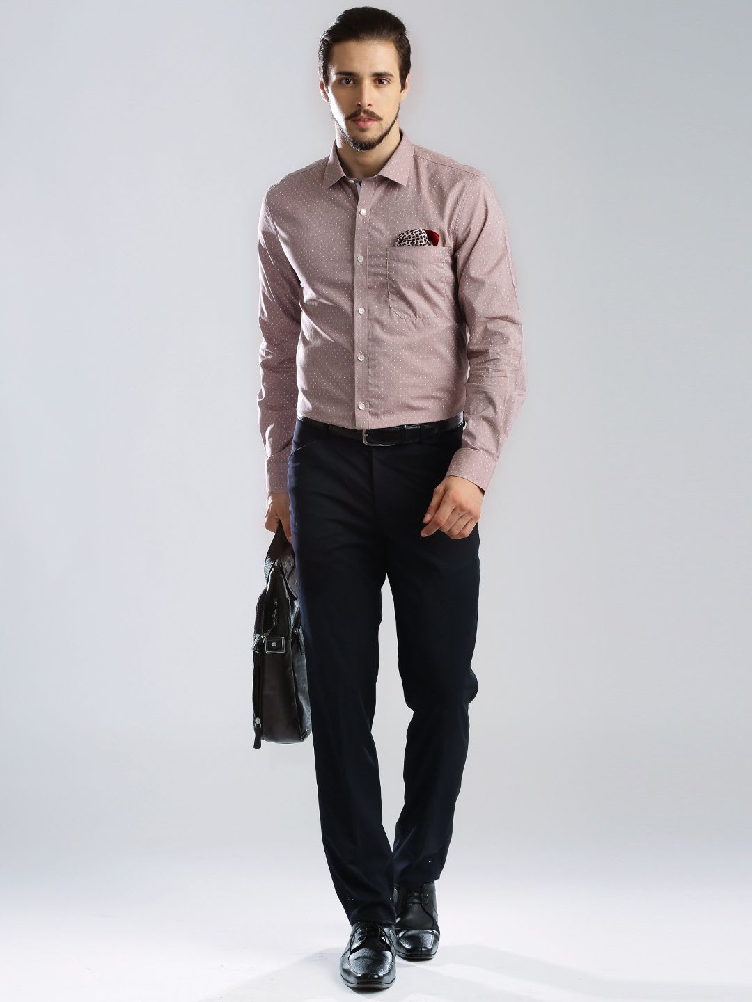 INVICTUS Mauve Printed Slim Fit Sustainable Formal Shirt - right view