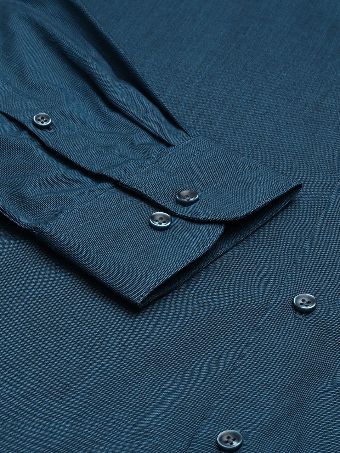 Peter England Men Teal Blue Solid Slim Fit Pure Cotton Formal Shirt - back view