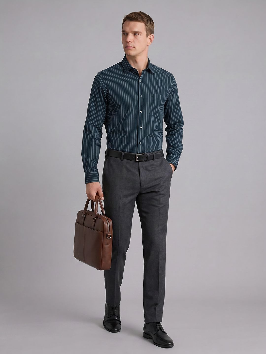 Arrow Striped Pure Cotton Formal Shirt - back view