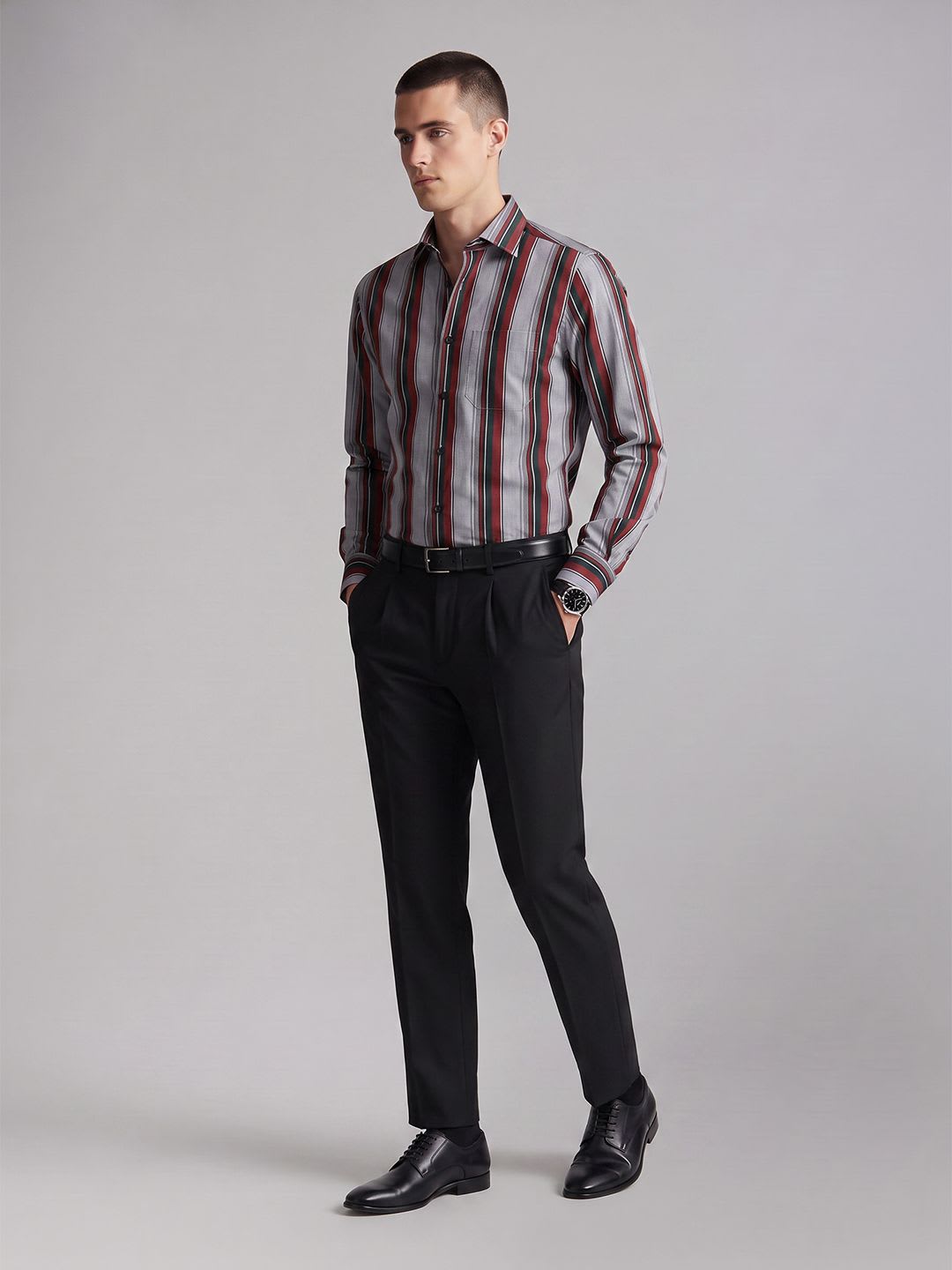 Allen Solly Classic Fit Striped Formal Shirt - back view