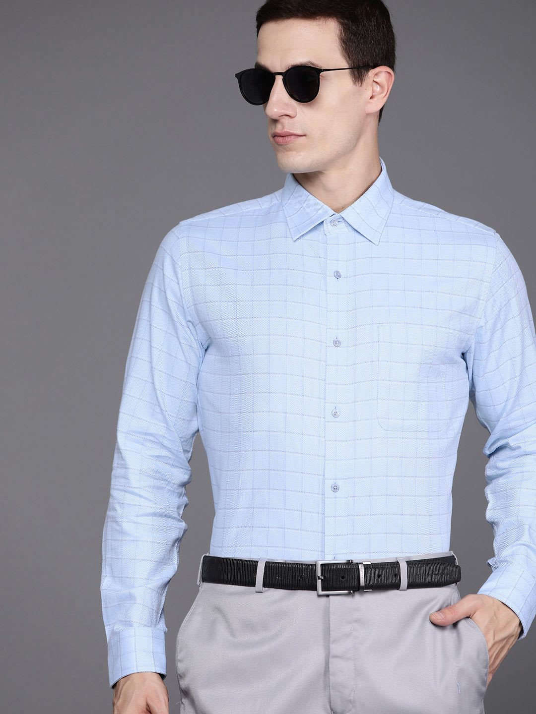 Raymond Pure Cotton Slim Fit Checked Formal Shirt - default view