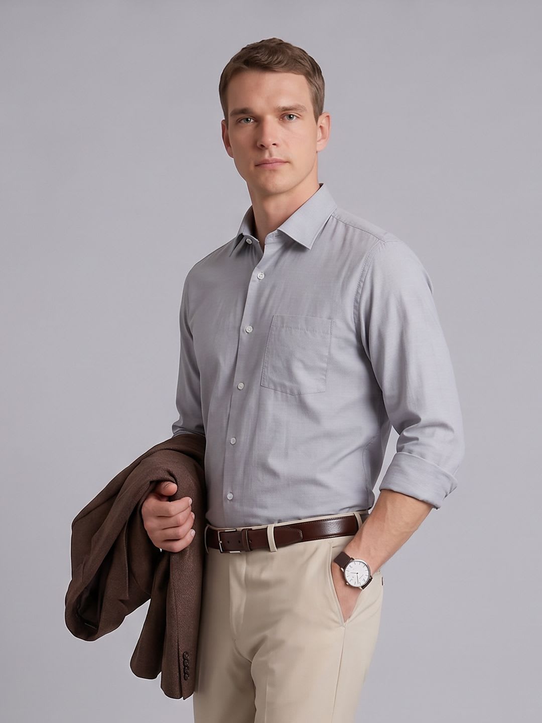 Blackberrys Spread Collar Textured Formal Shirt - default view