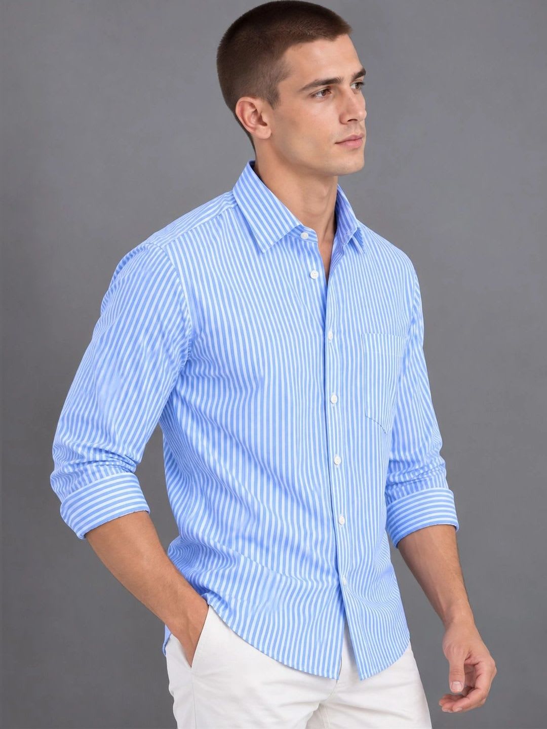 Moda Rapido Men Slim Fit Striped Casual Shirt - left view