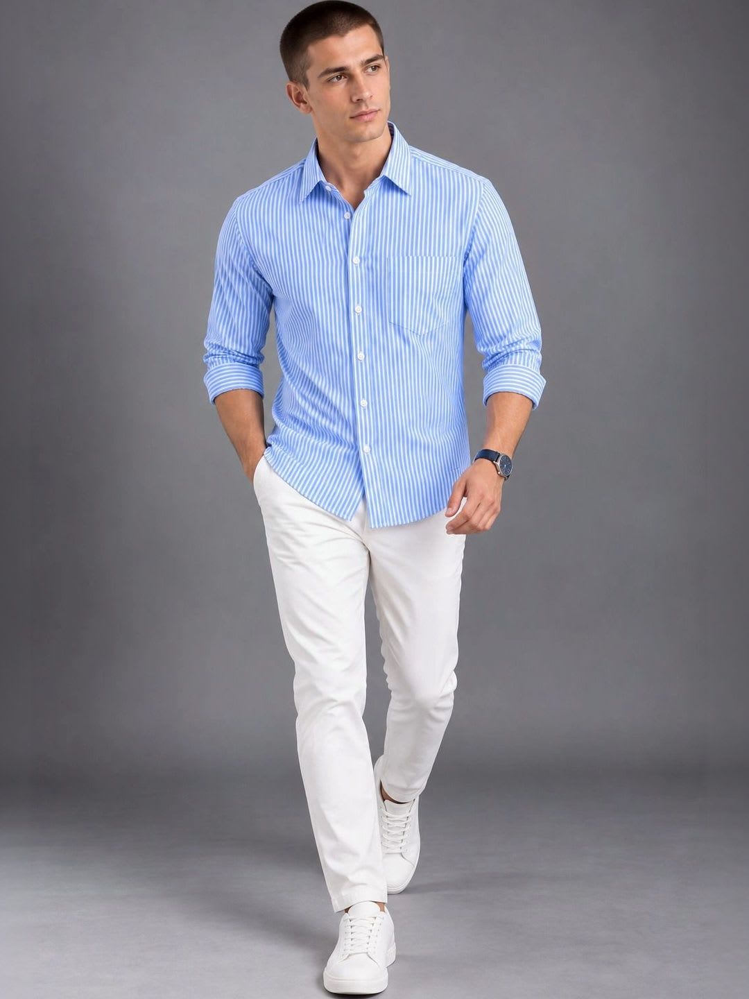 Moda Rapido Men Slim Fit Striped Casual Shirt - right view