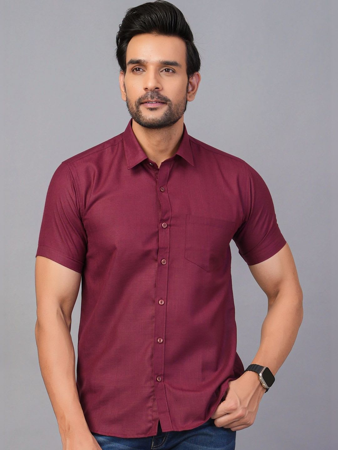 RENOUX Men Standard Slim Fit Casual Shirt - default view