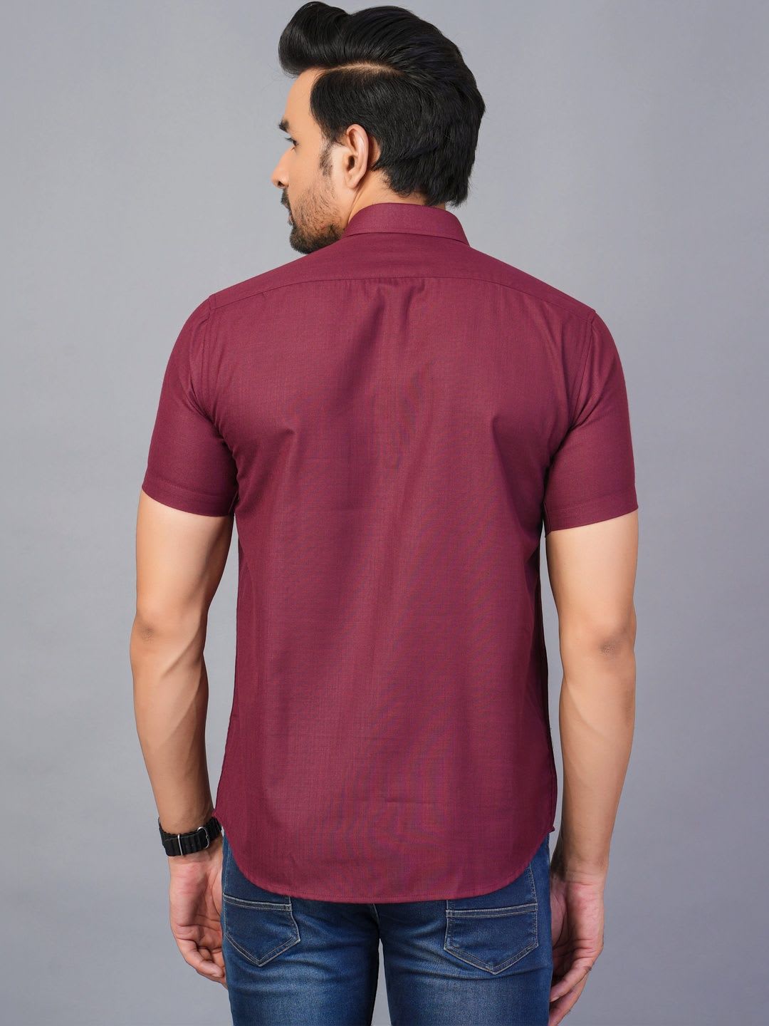 RENOUX Men Standard Slim Fit Casual Shirt - back view