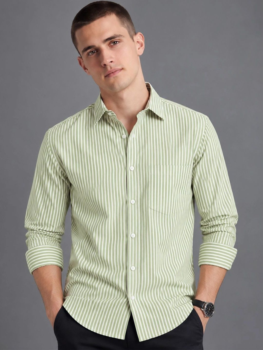 Moda Rapido Men Comfort Striped Casual Shirt - default view