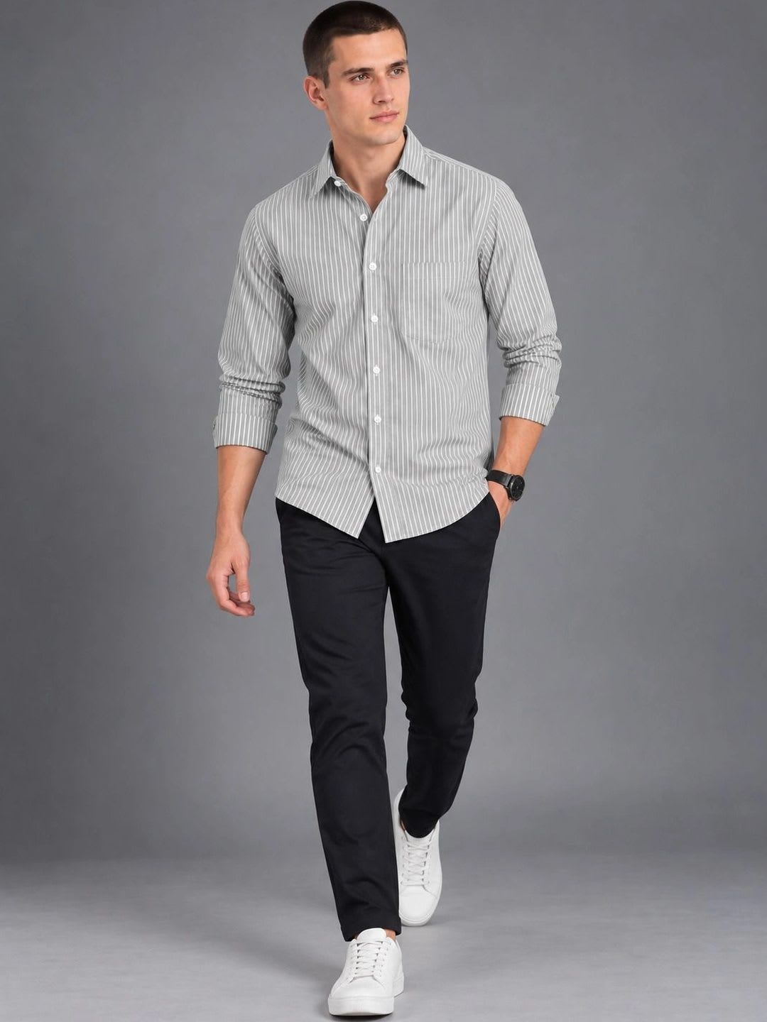 UV WHOLESALE Men Comfort Striped Casual Shirt - left view