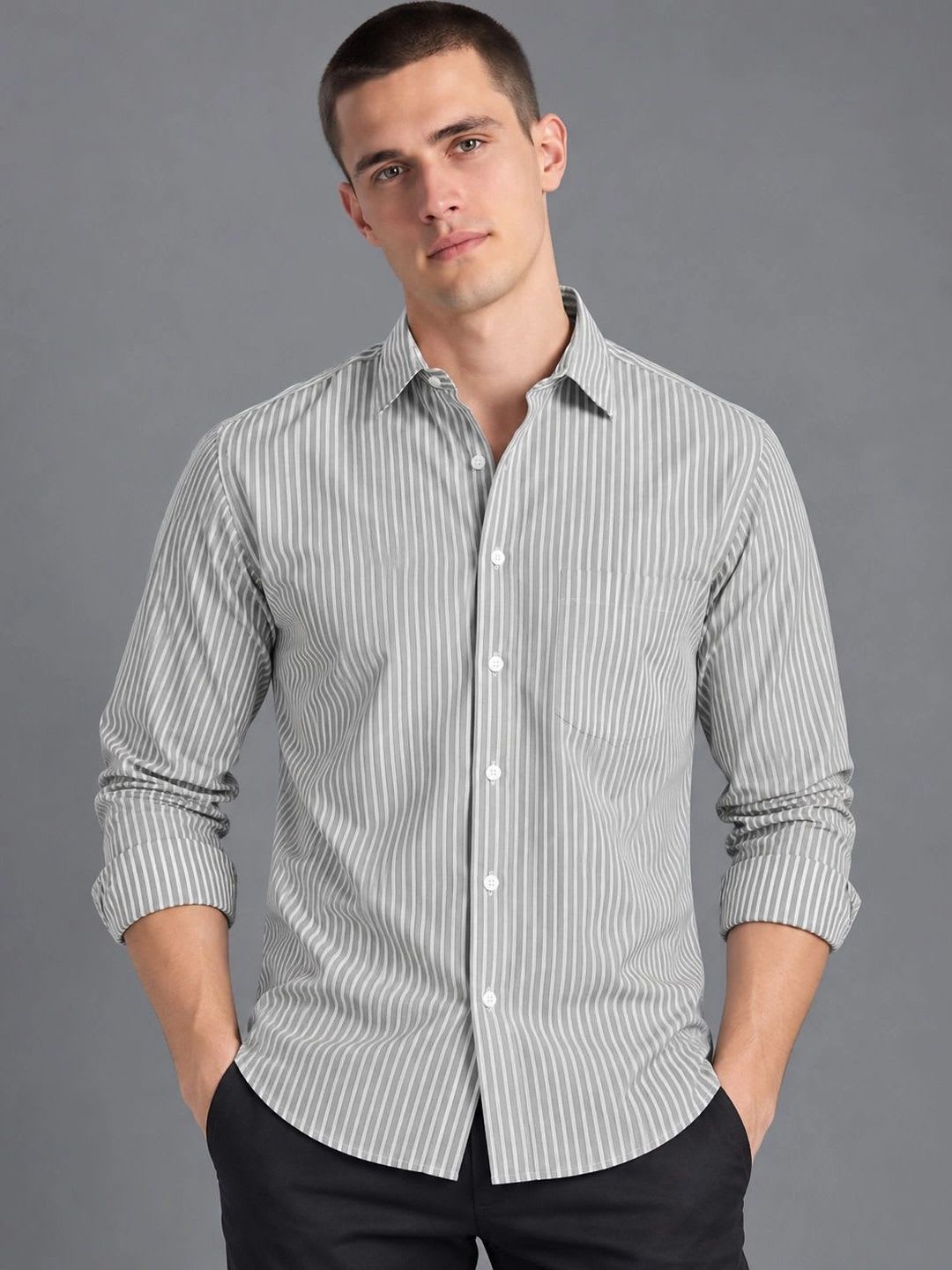UV WHOLESALE Men Comfort Striped Casual Shirt - default view