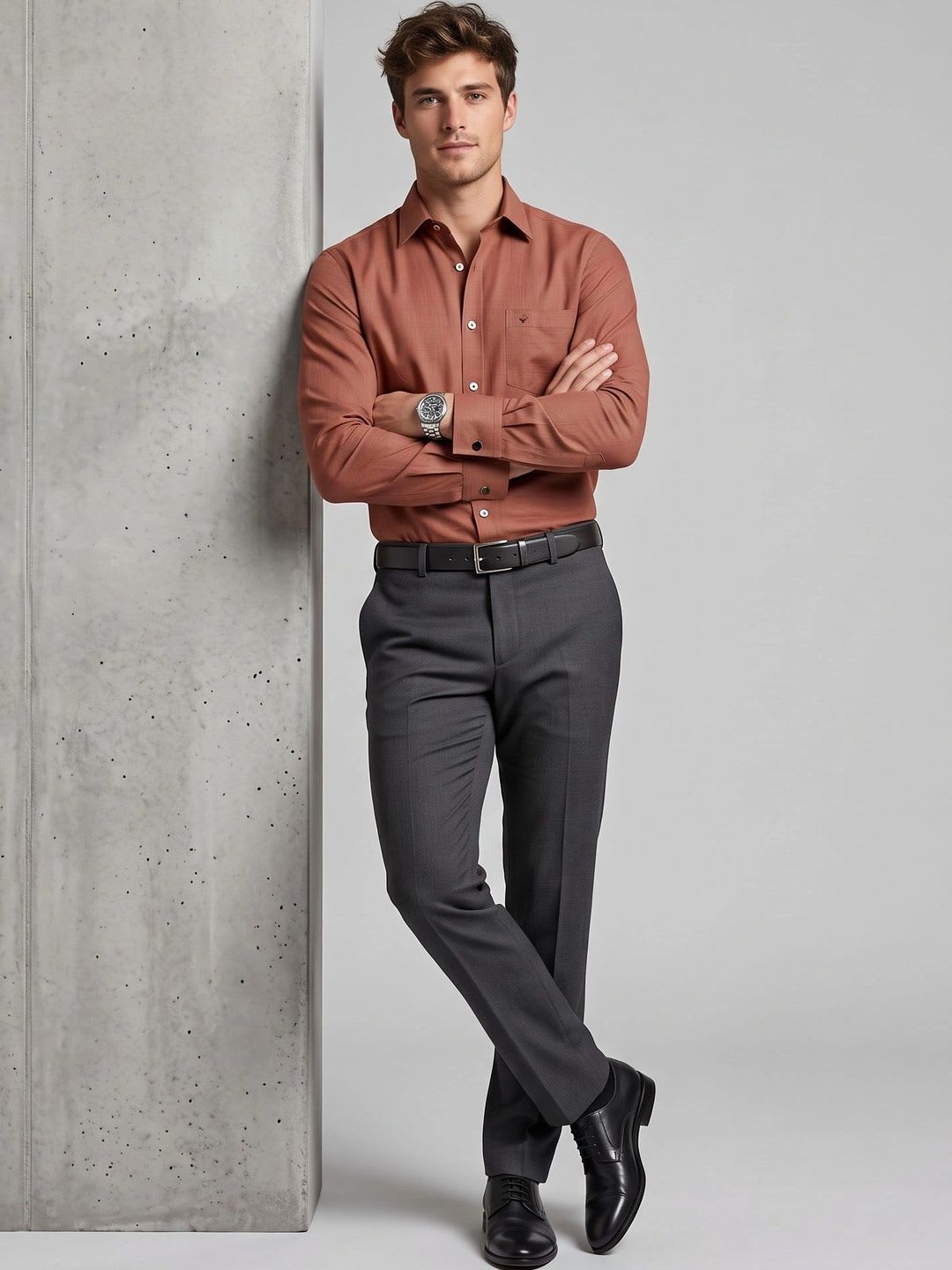 Charagh Din Men Smart Formal Shirt - default view