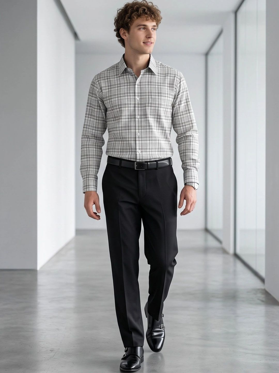 Charagh Din Men Smart Checked Formal Shirt - default view