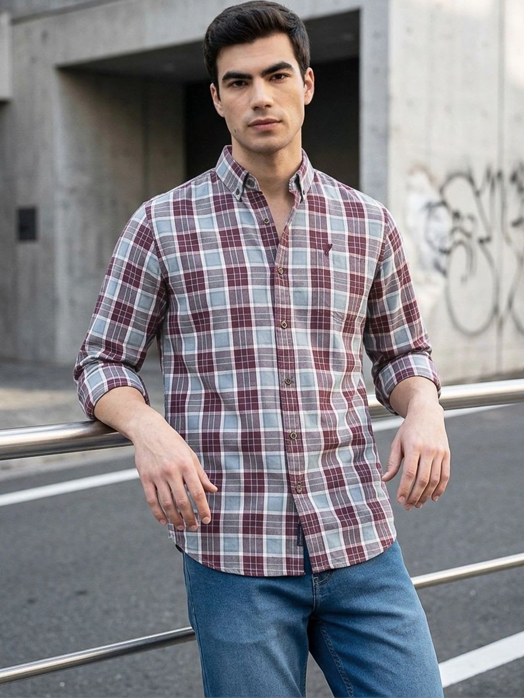 Thomas Scott Men Premium Checked Casual Shirt - default view
