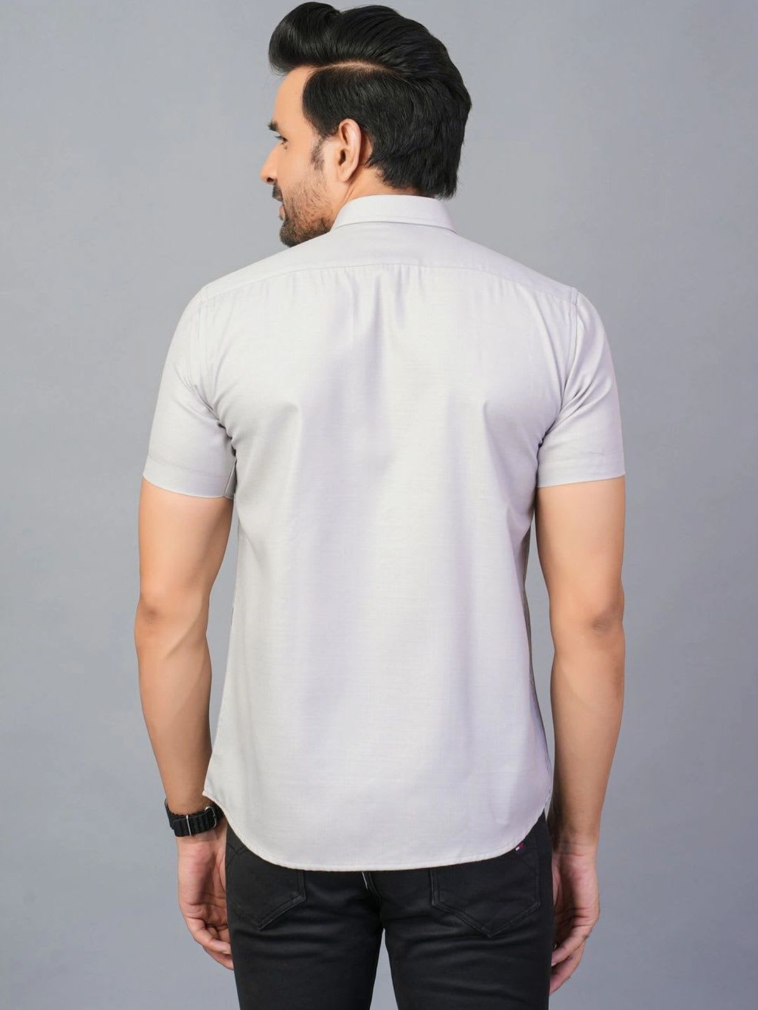 RENOUX Men Standard Slim Fit Casual Shirt - back view
