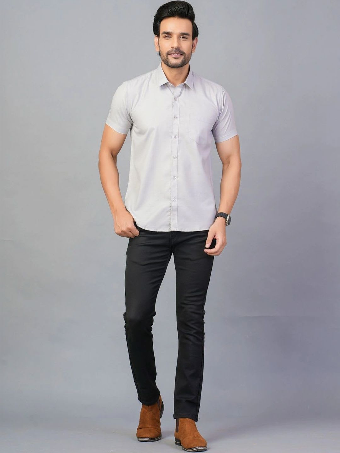 RENOUX Men Standard Slim Fit Casual Shirt - right view