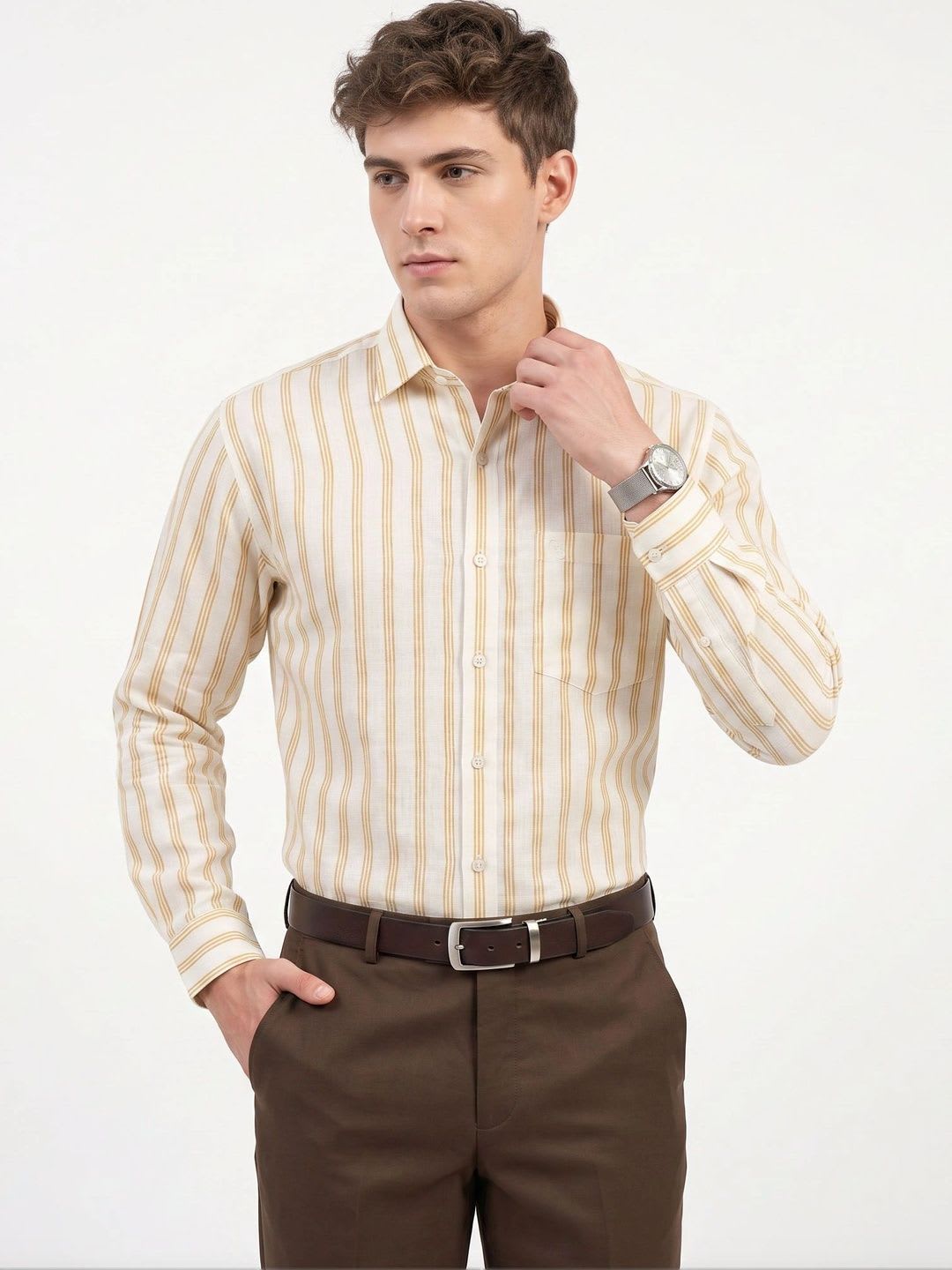 Charagh Din Men Smart Striped Casual Shirt - default view