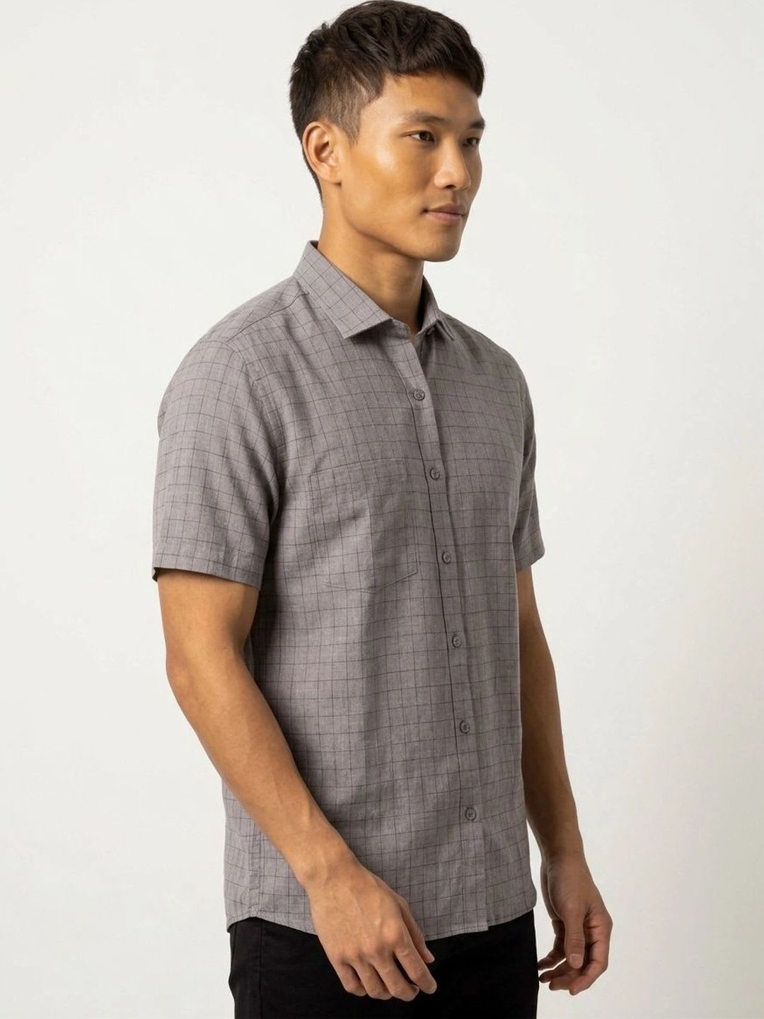 MARK & ALBERT Men Slim Fit Checked Casual Shirt - back view