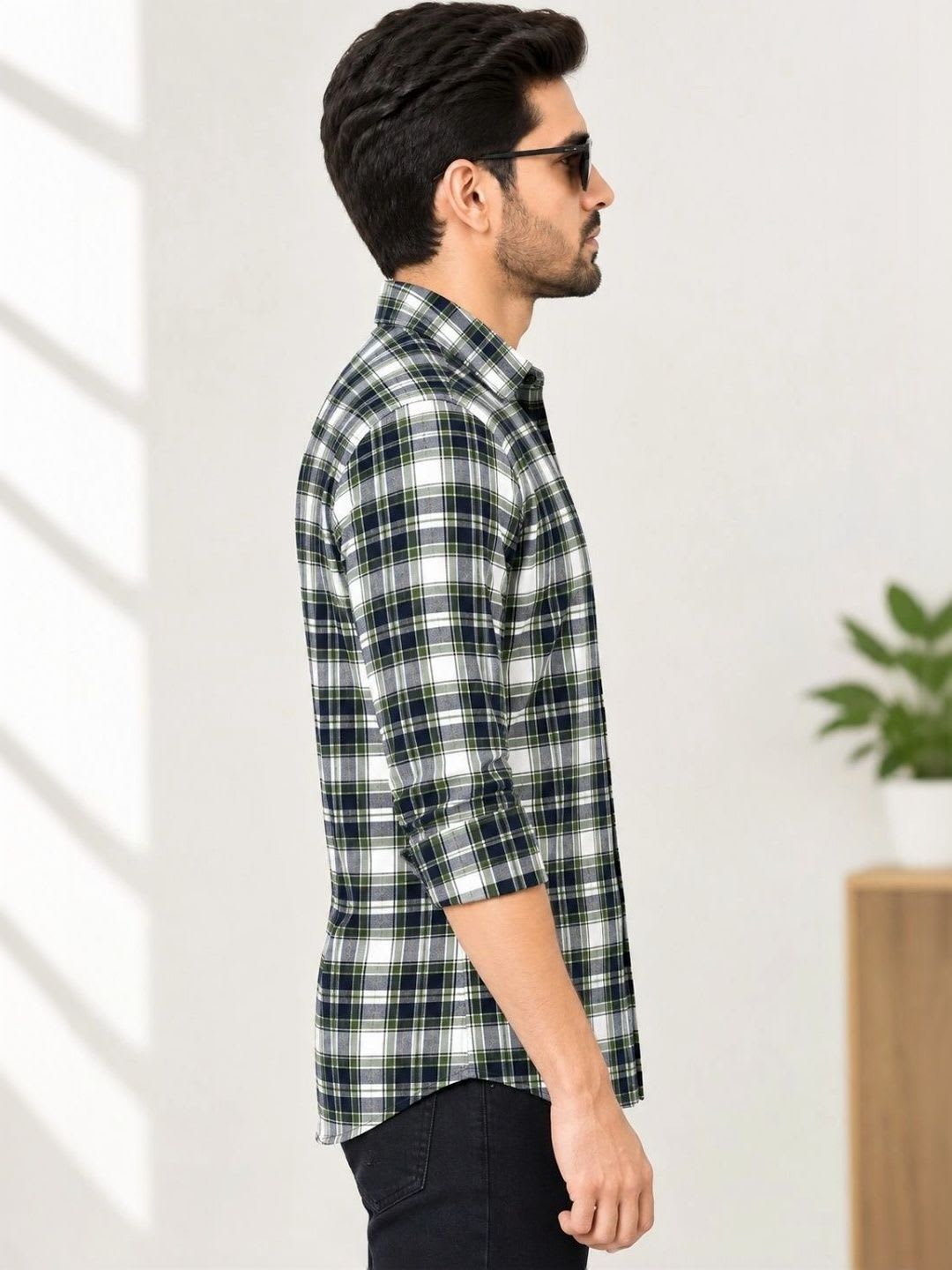 Big Brother Men Relaxed Checked Casual Shirt - back view