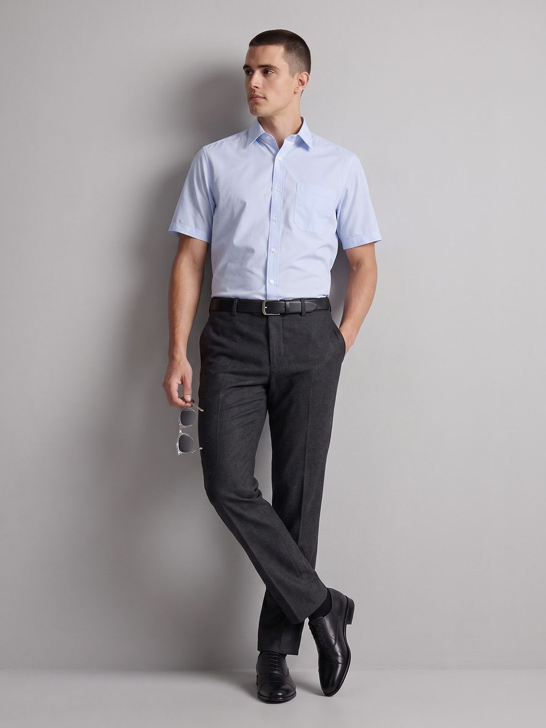 Louis Philippe Classic Fit Pure Cotton Formal Shirt - back view
