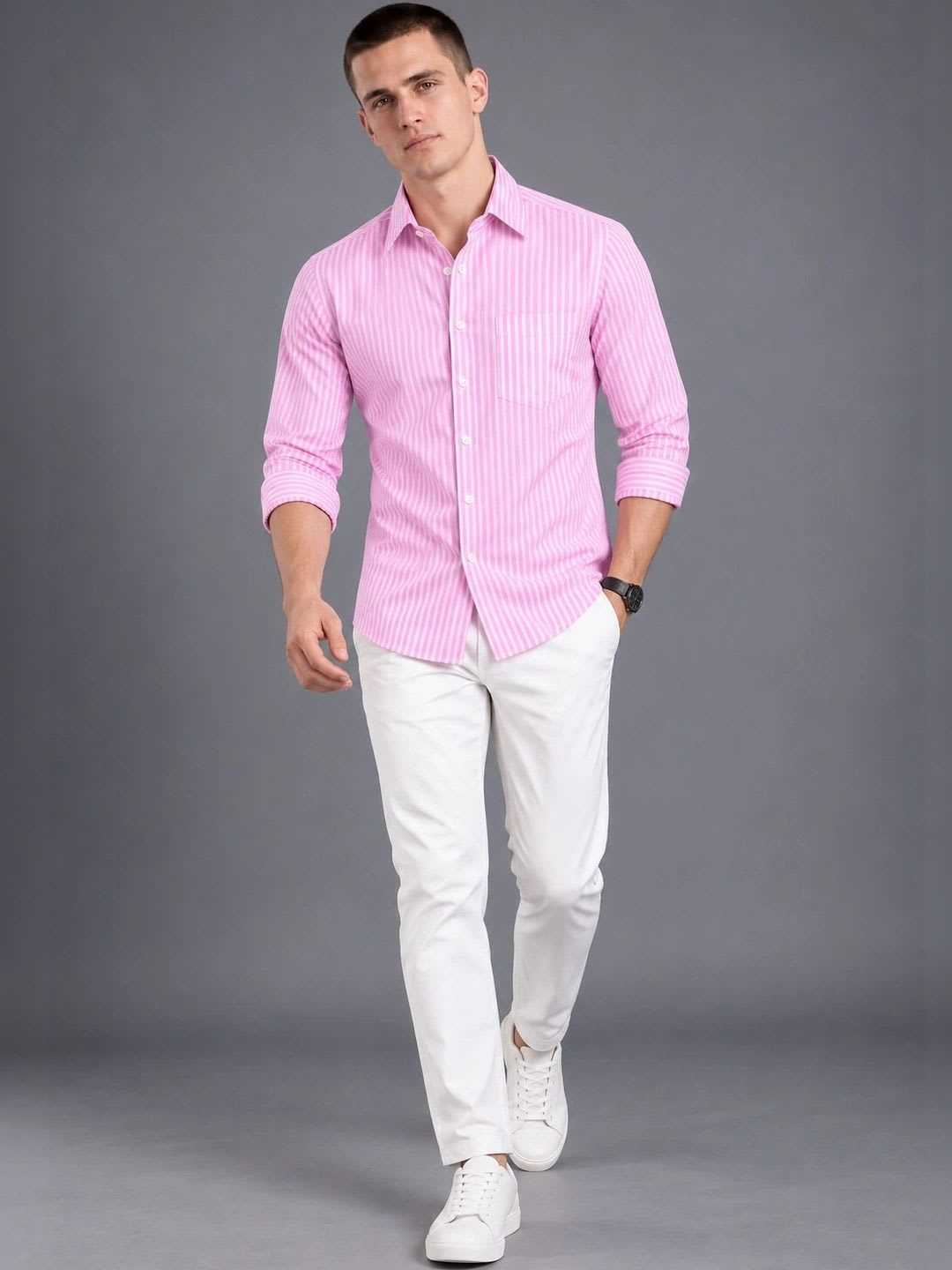Moda Rapido Men Slim Fit Striped Casual Shirt - left view