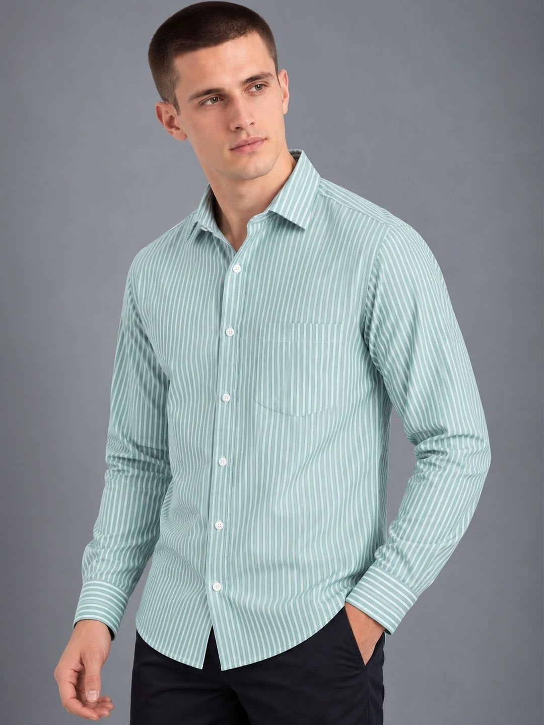 Moda Rapido Men Comfort Striped Casual Shirt - right view