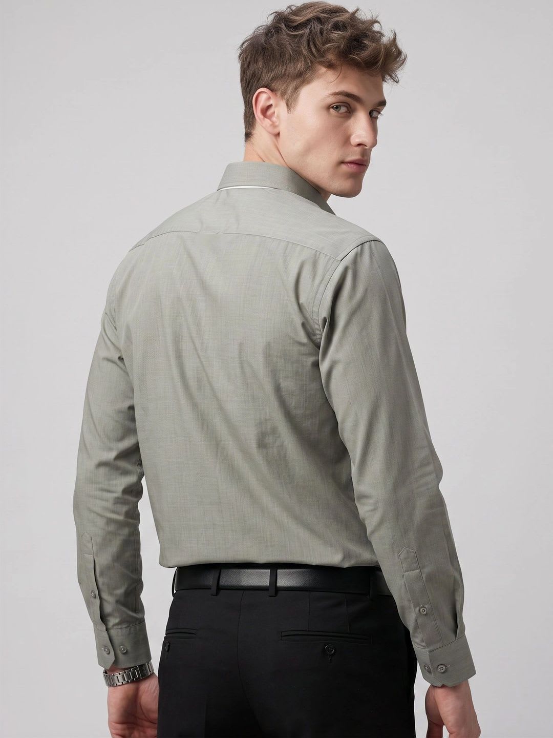 Charagh Din Men Smart Formal Shirt - back view