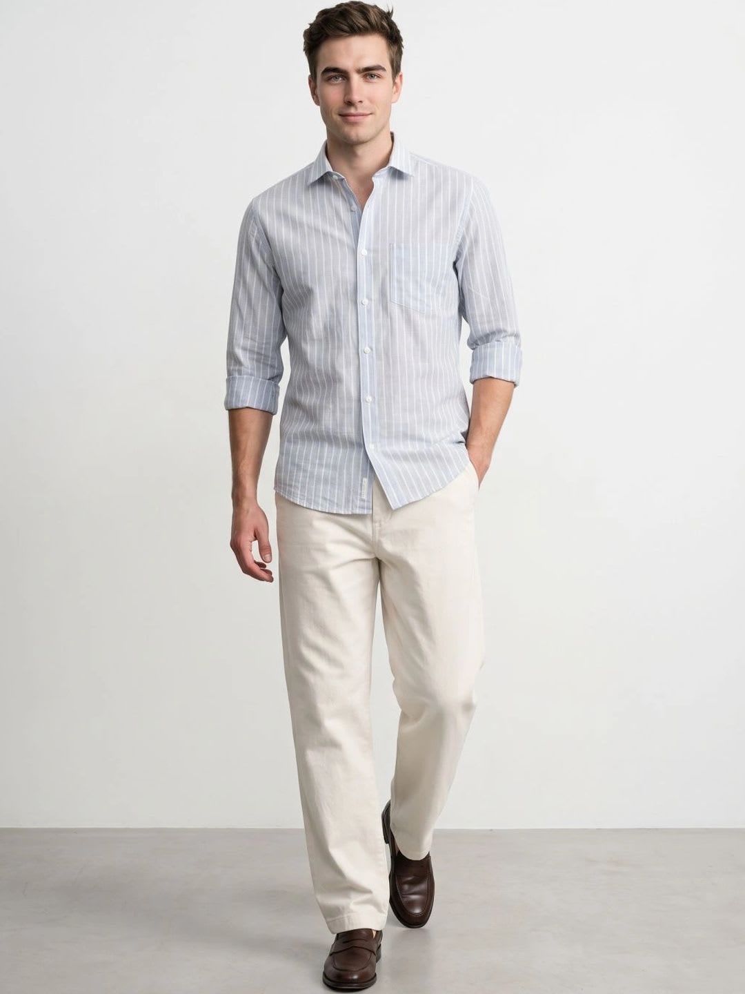John Philips Men Premium Striped Casual Shirt - left view