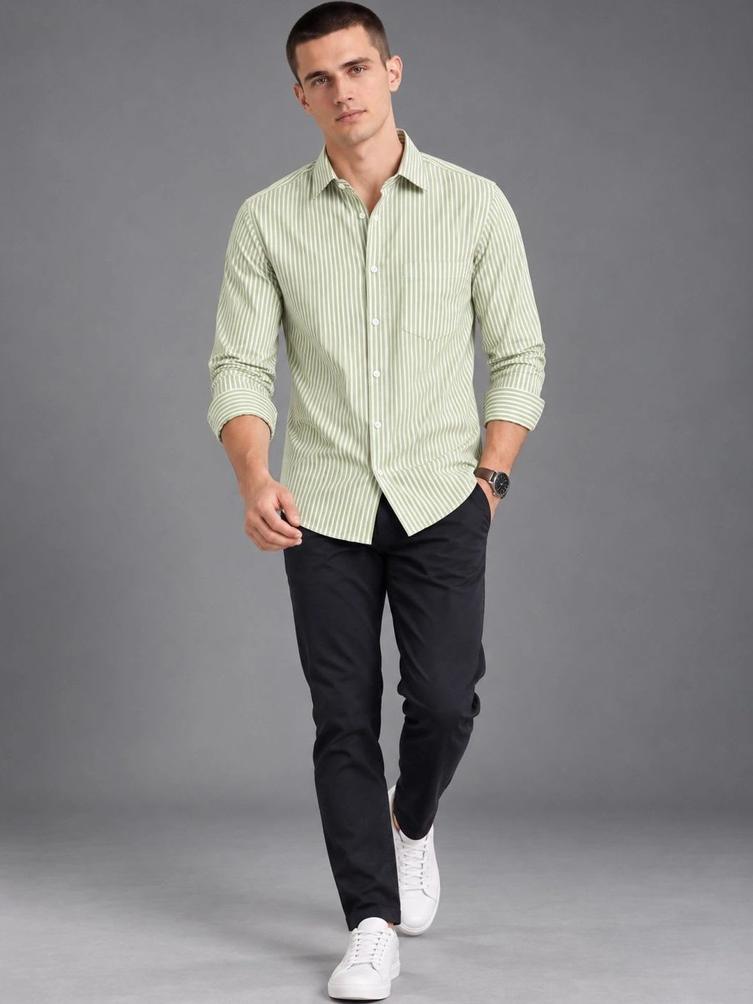 UV WHOLESALE Men Comfort Striped Casual Shirt - left view