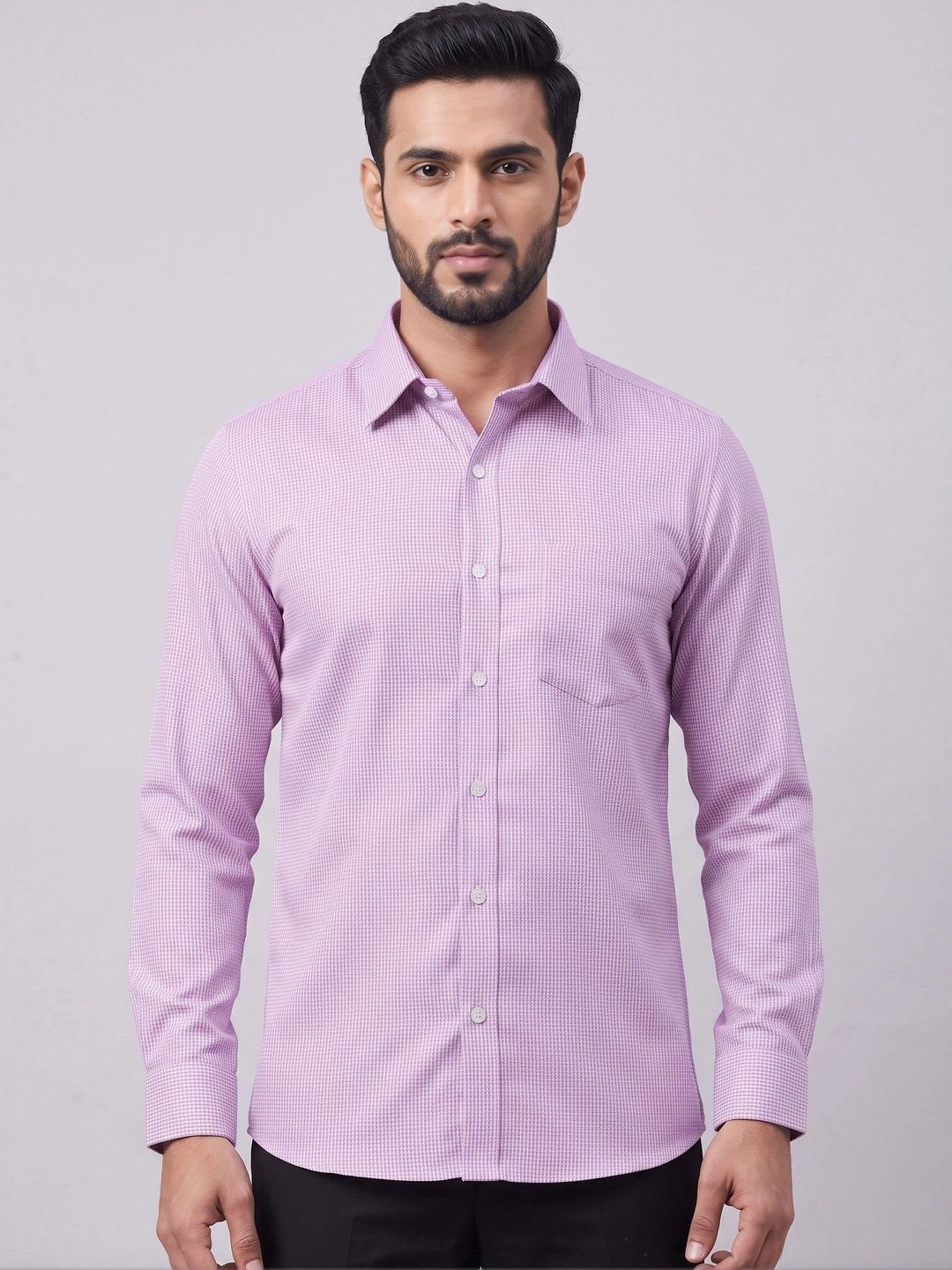 Ellishwear Men Comfort Micro Checks Printed Formal Shirt - default view
