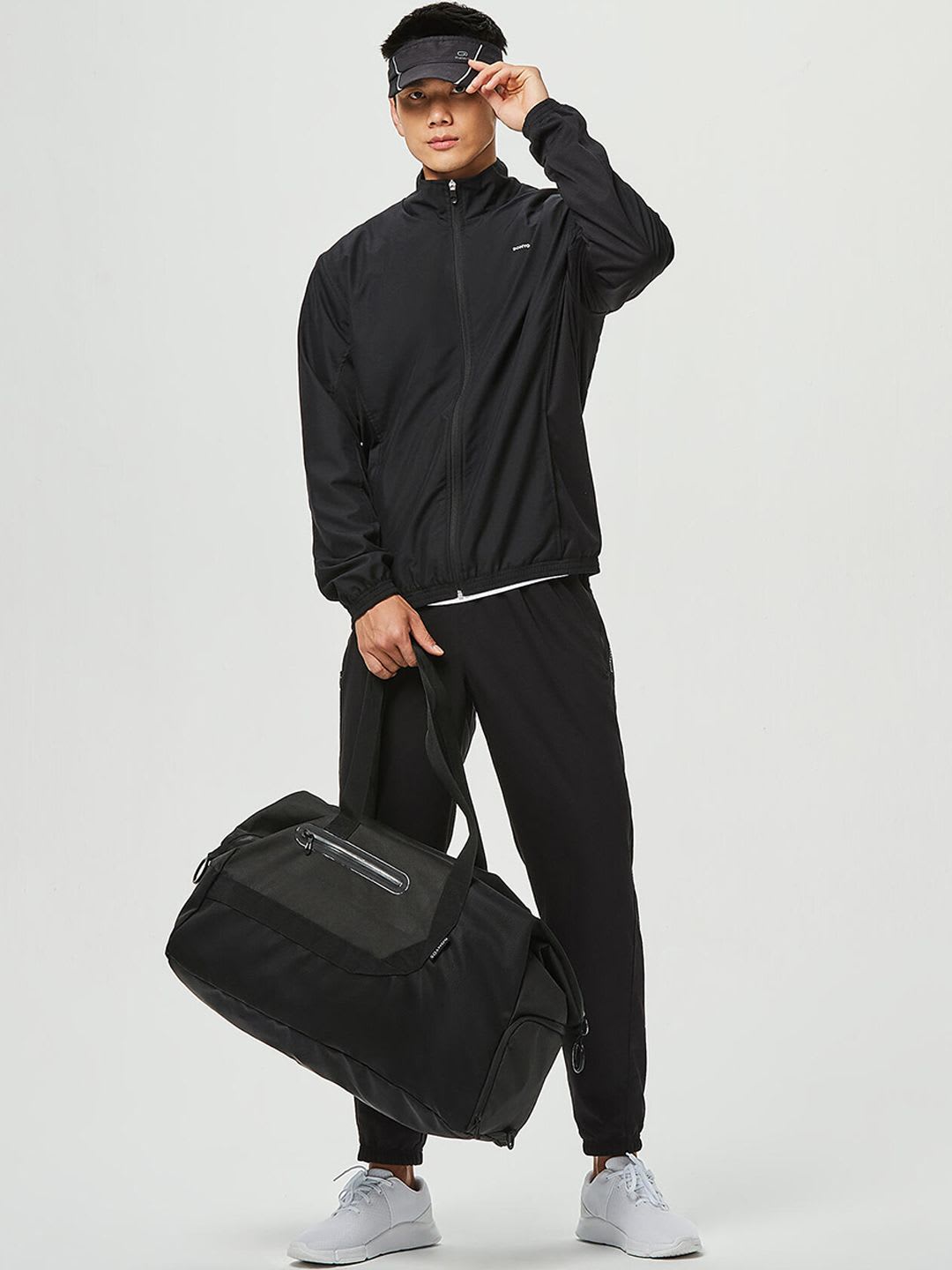 Decathlon Domyos - Men Black FJA 100 Moisture Managing Fitness Tracksuit Jackets - left view
