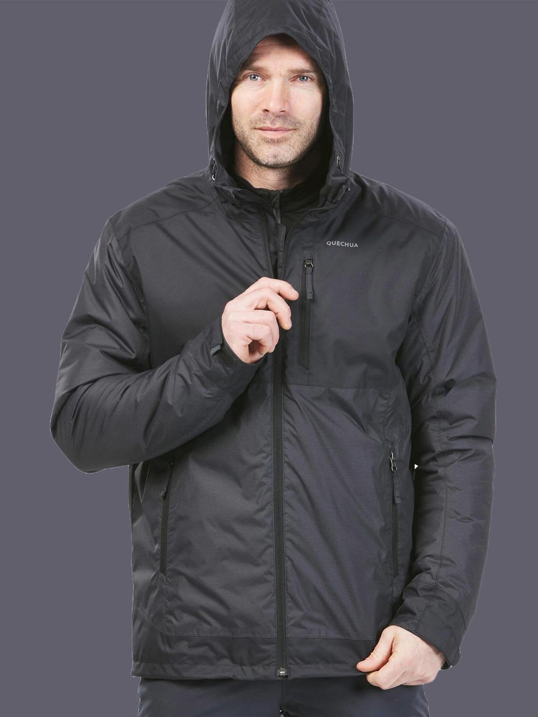 Decathlon Quechua - Men Black NH500 Waterproof Hiking Jackets - default view