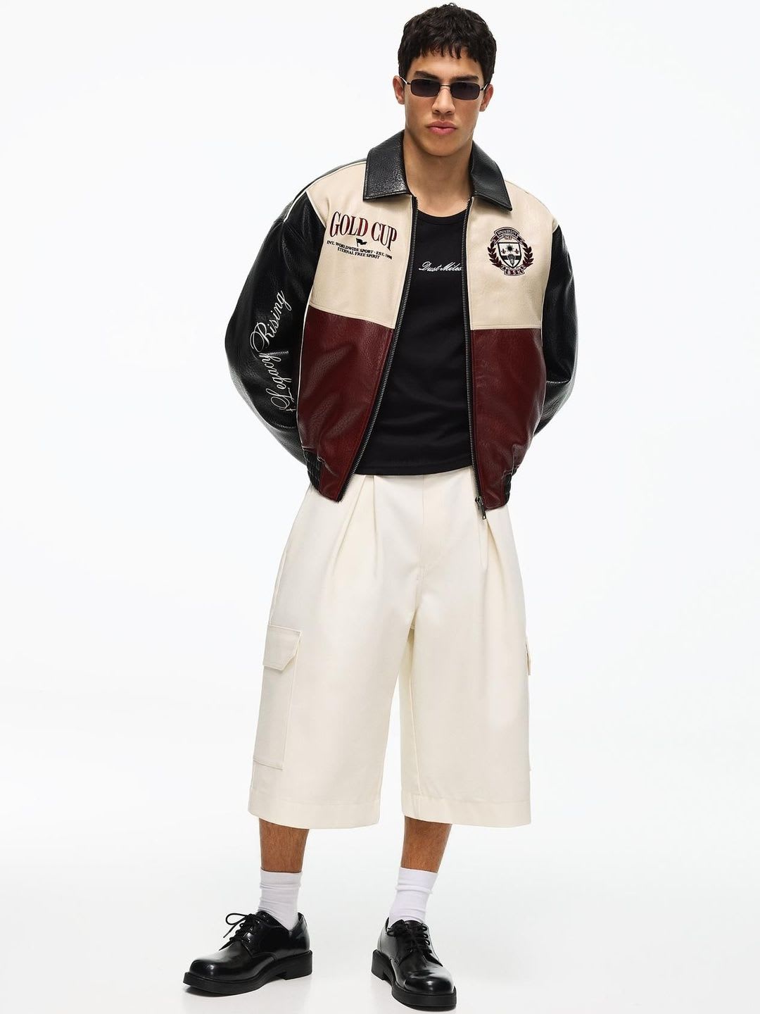 Bershka Graphic Leather Effect Jacket - back view